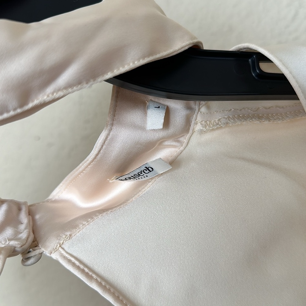 HOUSE OF CB 'Aubrie' Vintage Cream Embellished Satin Corset With Sleeve Size L - Picture 8 of 16